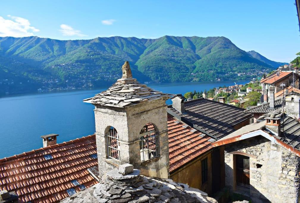 Romantic Home Stone With Amazing View Lake Of Como And Oleandra Laglio Exterior foto
